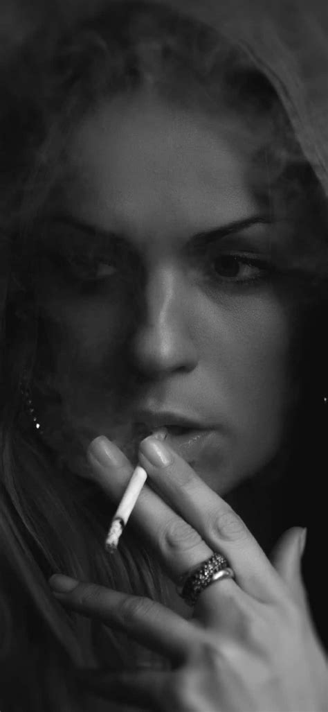 Download Black And White Girl Smoking Wallpaper