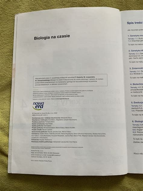 Biologia Na Czasie 4 Maturalne Karty Pracy Zakres Rozszerzony Gdynia