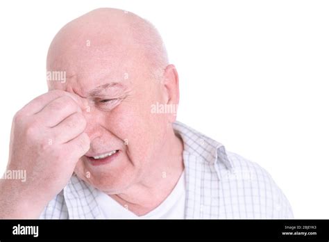 Mature Man Suffering From Pain On White Background Stock Photo Alamy