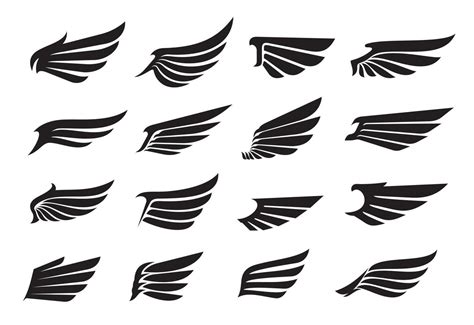 Eagle Wing Icons Angel Wing Tattoo Silhouettes 12484387 Vector Art At