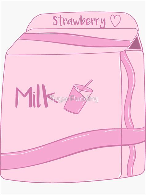 Cute Strawberry Milk Carton Sticker For Sale By Sugarpudding Redbubble