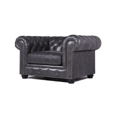 Bowery Hill Tufted Leather Accent Chair In Gray Fred Meyer