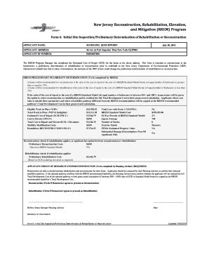 Fillable Online Nj New Jersey Reconstruction Rehabilitation Elevation