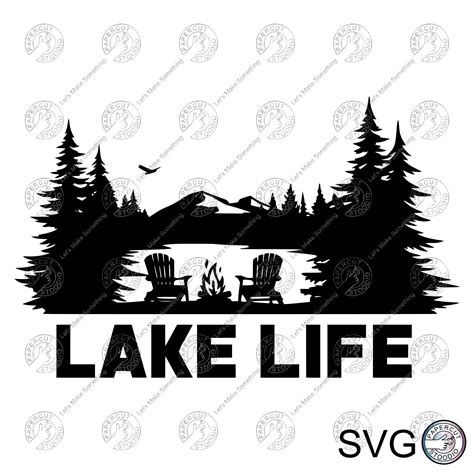 Lake Scene Adirondack Chairs Campfire Svg Lake And Forest Etsy Uk