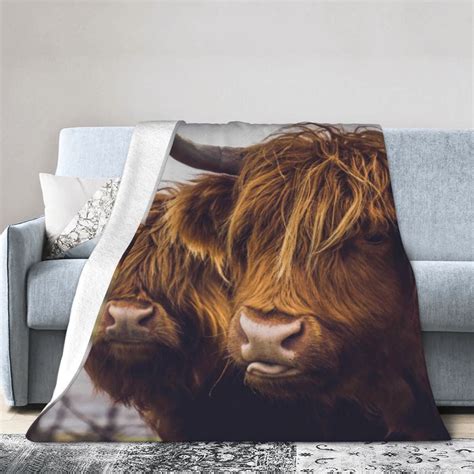 Ocsxa Flannel Fleece Portrait Of Cow With Its Baby Cow Print Throw