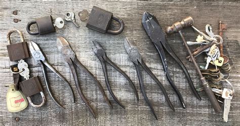 Vintage Tools Lineman Pliers Snap On Klein And Sons Pad Locks Keys