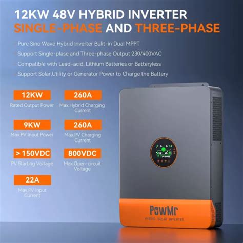 Powmr Kw Mppt Inverter Ibrido Trifase V Dc A V Ac Solare Eur