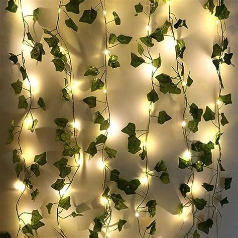 1 Pièce Guirlande lumineuse avec feuilles Lierre Artificiel Guirlande