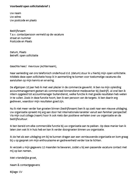 Voorbeeld Open Sollicitatiebrief Professionele Voorbeeld Brieven