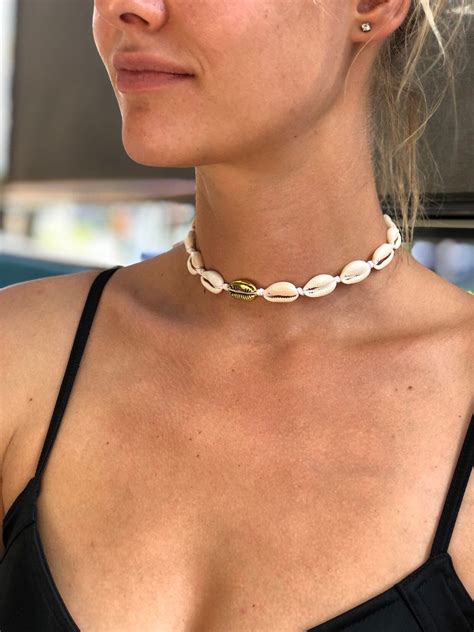 Cowrie Shell Choker Necklace Gold Sea Shell Choker Puka Etsy Canada