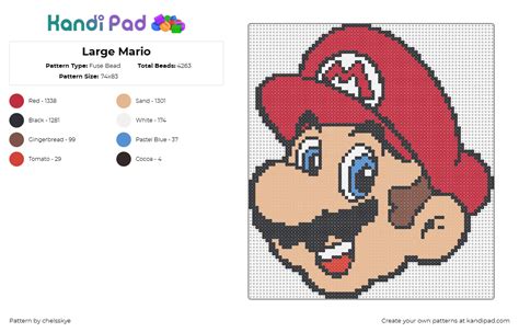 Large Mario Fuse Bead Pattern Kandi Pad Kandi Patterns Fuse Bead