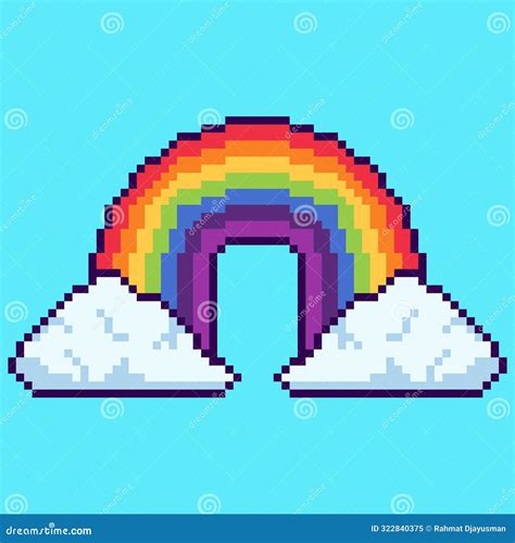 Pixel Art Cloud With Rainbow Design Stock Vector Illustration Of Rain