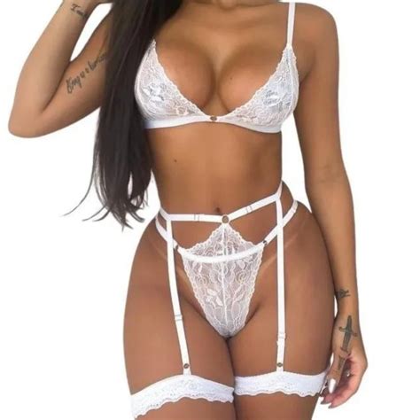 Lingerie Sexy Conjunto Gladiadora Sensual Fio Dental Trio Completo