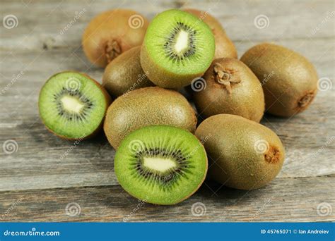 Kiwi Fruit On Grey Wooden Background Stock Image Image Of Food Diet