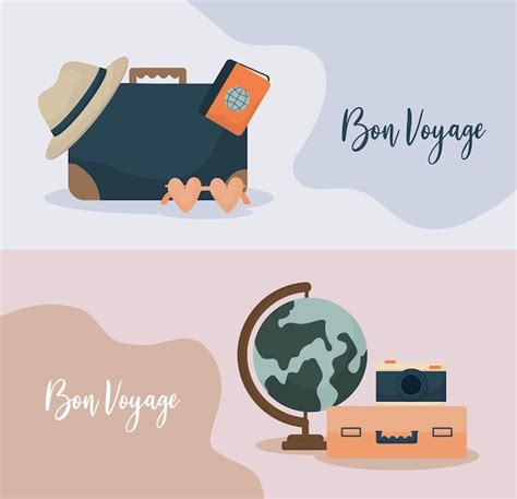 Tarjetas de buen viaje | Vector Premium