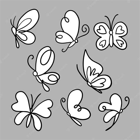 Premium Vector Set Hand Drawn Butterfly Vector Illustration