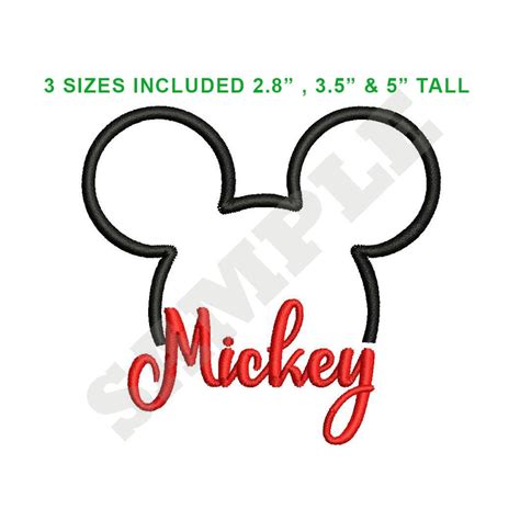 Mickey Mouse Machine Embroidery Design Etsy