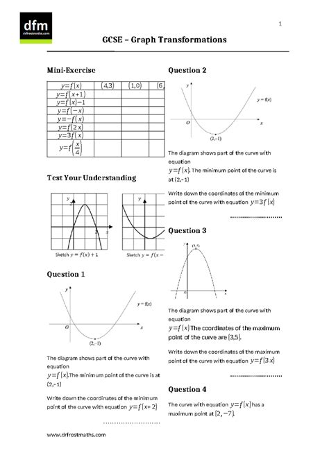 Gcse Graph Transformations Gcse Graph Transformations Mini Exercise