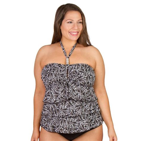 Fit 4u Swimwear Swim Top With Beads Plus Sizes Swimsuits Just For Us