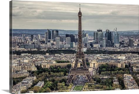 Aerial view of the Eiffel Tower and La Defense in Paris | Great Big Canvas