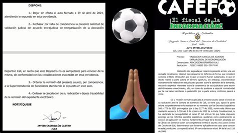 JUEZ SE DECLARA NO COMPETENTE PARA FALLAR EN PROCESO DE DEPORTIVO CALI