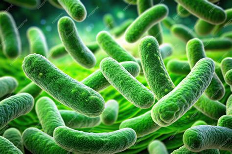 green bacteria close  view  salmonella bacteria isolated