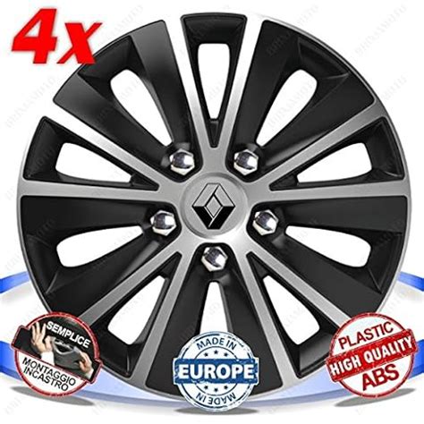 SET 4 BORCHIE RUOTA COPRI CERCHI CALOTTE 15 RAPIDE NC DC PER RENAULT