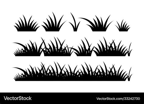 Black silhouette grass horizontal border Vector Image