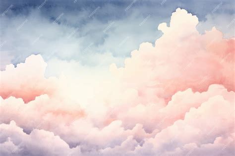 Un Cuadro De Nubes Con Fondo Rosa Y Azul Vector Premium