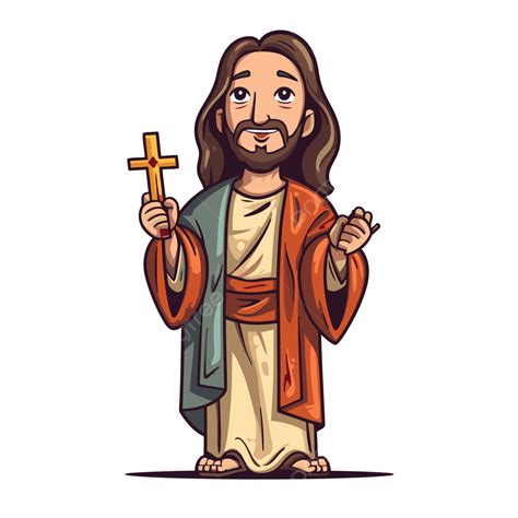 Christ Clipart J Sus Dans Sa Robe Tenant Une Croix Illustration