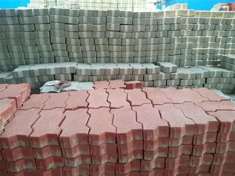 SVS Grey Red Zig Zag Concrete Paver Block For Flooring Thickness 80