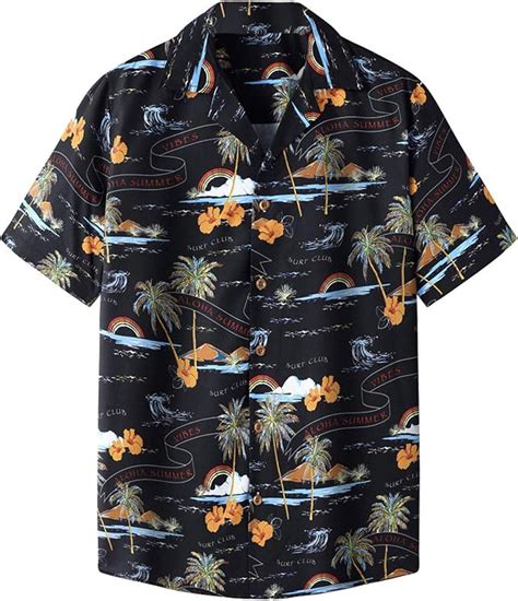 Men Fancy Shirtsisland Style Loose Men Casual Shirt For Beach Short