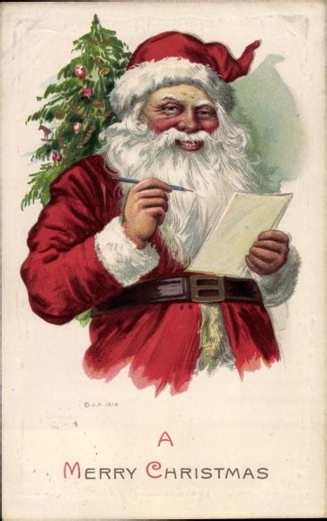 Ansichtskarte Postkarte Glückwunsch Weihnachten Weihnachtsmann mit