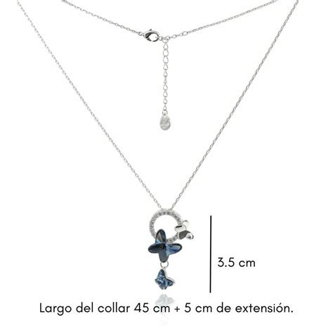 Mayfer Collar Con Dije Modelo Mariposas Azul Mayfer Joyas