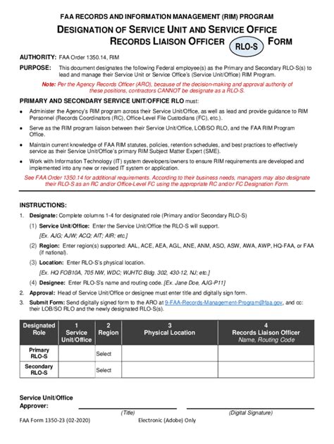 Fillable Online Records Liaison Officer Designation Form Fax Email