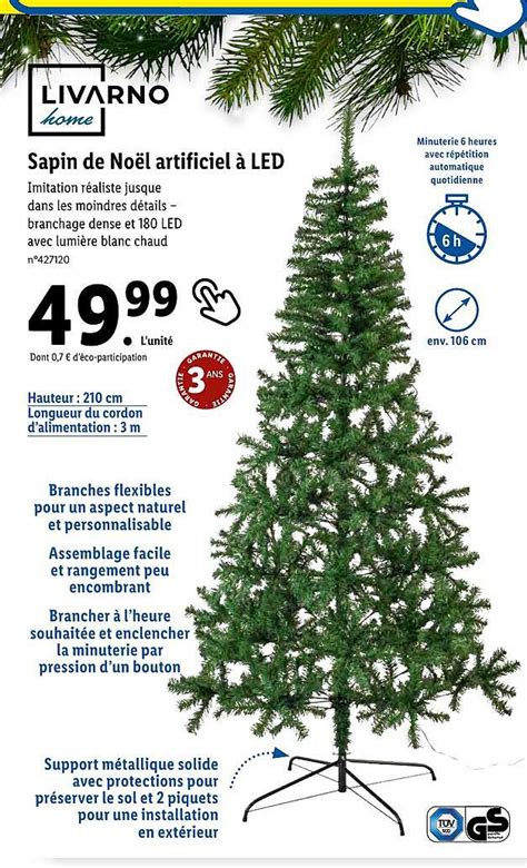 Promo Sapin De Noël Artificiel à Led Livarno Home chez Lidl iCatalogue fr