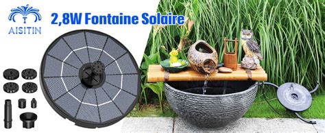 Aisitin Fontaine Solaire Exterieure De Jardin Avec Panneau Solaire