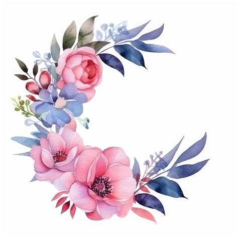 Premium Photo Watercolor Flower Wreath Isolated On A White Background