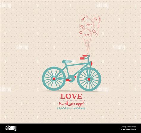 Valentines Poster With Balloons Bicycle Card Stock Vector Image And Art Alamy