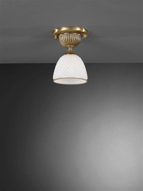 Lampadario In Ottone E Vetro Bianco Soffiato A 3 Luci Reccagni Store