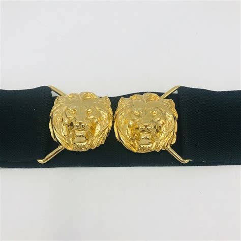 Vintage 1970s Accessocraft NYC Belt Buckle Lions Gold Gem