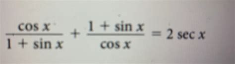 Solved Cos X Sinx Sinx Sec X Cos X Csc X Cot Chegg