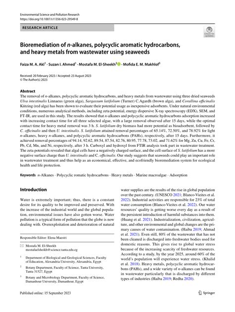 PDF Bioremediation Of N Alkanes Polycyclic Aromatic Hydrocarbons