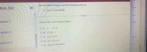 Solved Use The Roster Method To List The Elements In The Chegg