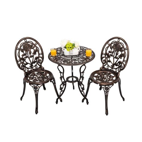 Anvil Rose Bronze 3-Piece Aluminium Outdoor Bistro Set Rust-Proof Patio ...