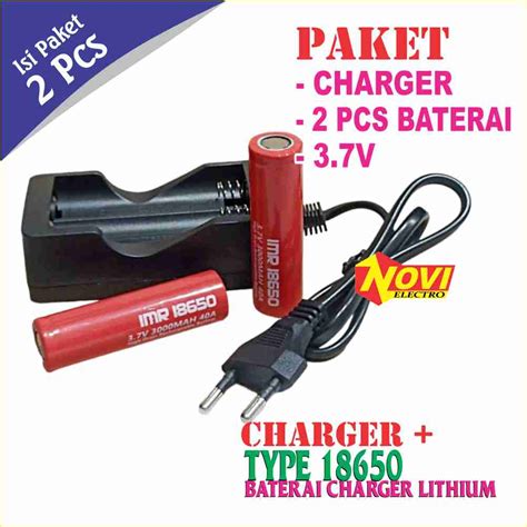 Paket Adaptor Charger 2 Batterai IMR18650 Li Ion 3 7v 3000mAh Jenis