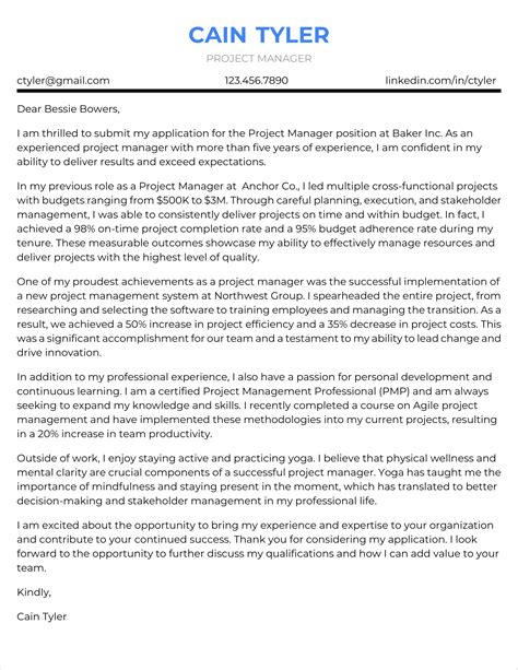 Project Manager Cover Letter Example Hot Sex Picture