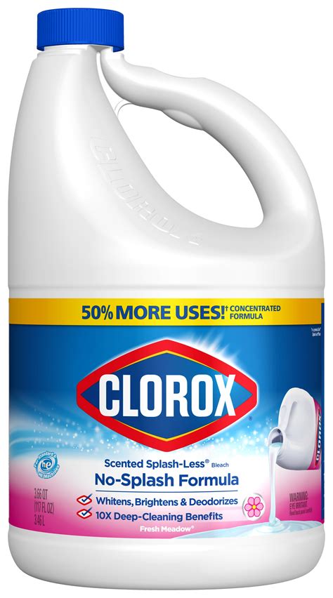 Clorox Splash Less Concentrated Liquid Bleach Fresh Meadow Scent 117 Ounce Bottle