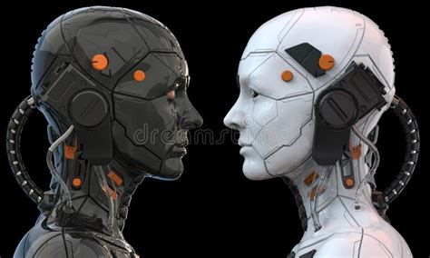 Android Robot Cyborg Woman Humanoid Side View 3d Rendering Stock