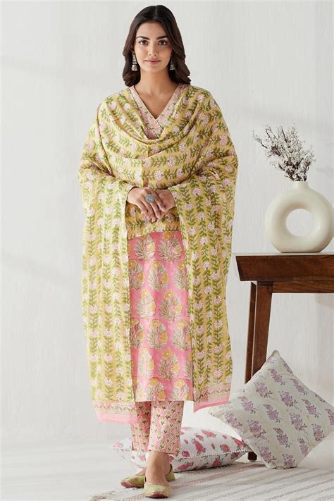 Buy Yellow Hand Block Printed Cotton Mul Dupatta For Women FGD22 285